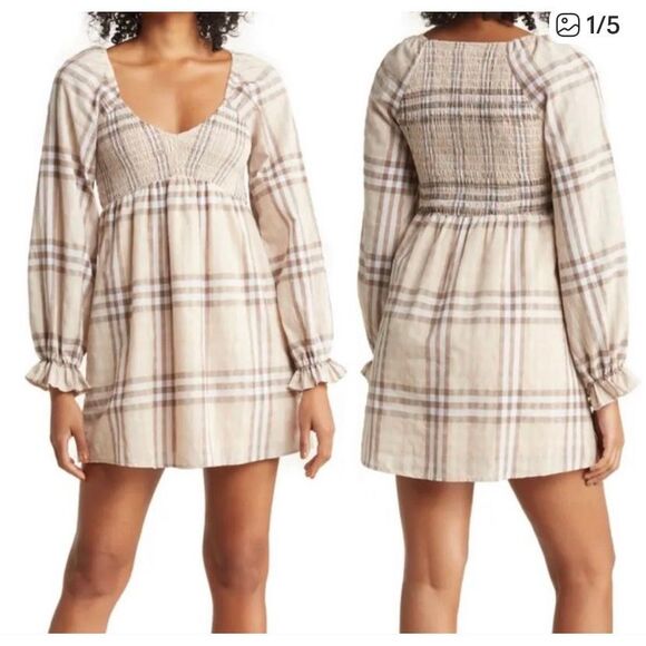 Coco & Jaimeson juniors, lurex plaid smocked dress size small - Picture 1 of 7